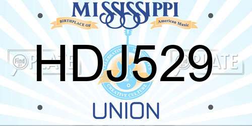 HDJ529 Mississippi License Plate