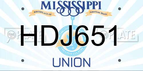 HDJ651 Mississippi License Plate