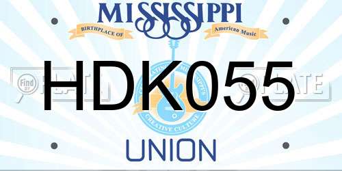HDK055 Mississippi License Plate