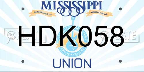 HDK058 Mississippi License Plate