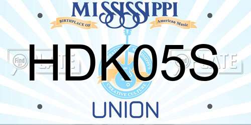 HDK05S Mississippi License Plate