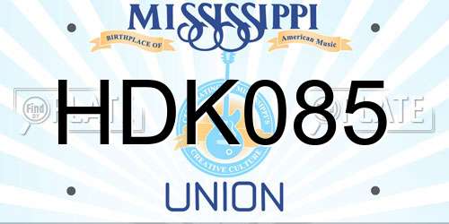 HDK085 Mississippi License Plate