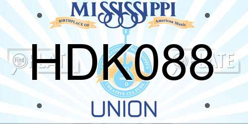 HDK088 Mississippi License Plate