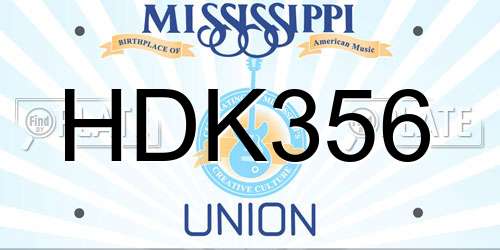 HDK356 Mississippi License Plate