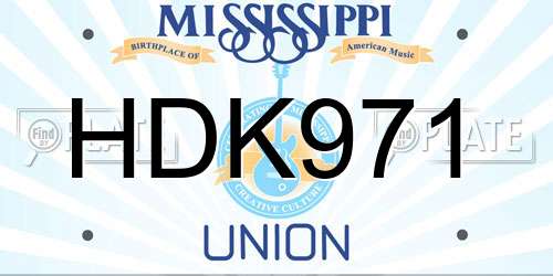 HDK971 Mississippi License Plate