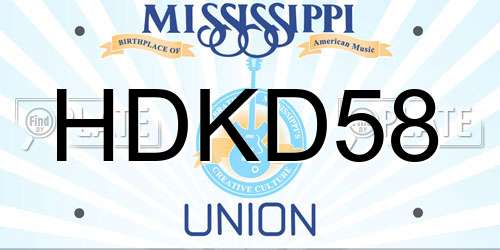 HDKD58 Mississippi License Plate