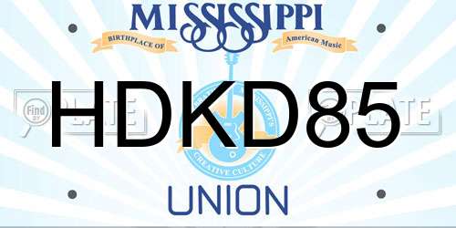 HDKD85 Mississippi License Plate