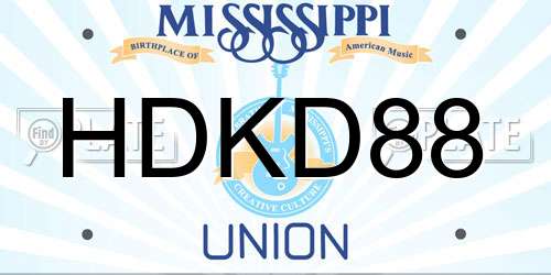 HDKD88 Mississippi License Plate