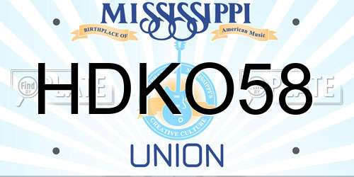 HDKO58 Mississippi License Plate