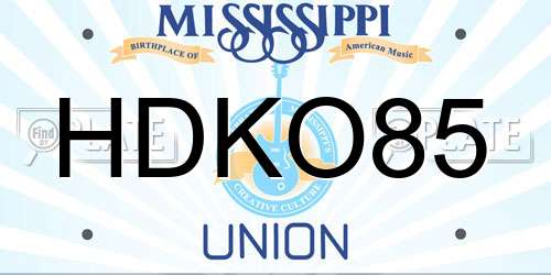 HDKO85 Mississippi License Plate