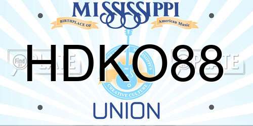 HDKO88 Mississippi License Plate