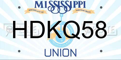 HDKQ58 Mississippi License Plate