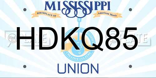 HDKQ85 Mississippi License Plate