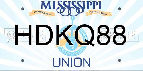 HDKQ88 Mississippi License Plate