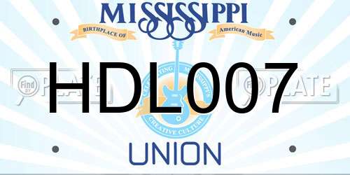 HDL007 Mississippi License Plate