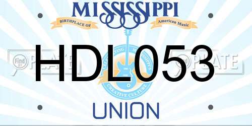 HDL053 Mississippi License Plate
