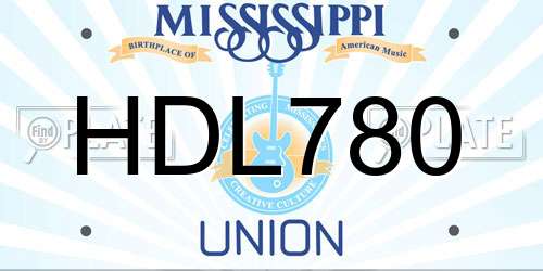 HDL780 Mississippi License Plate