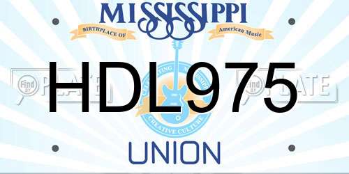 HDL975 Mississippi License Plate