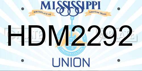 HDM2292 Mississippi License Plate