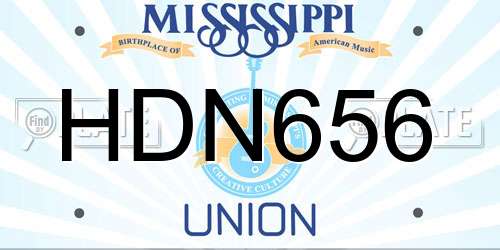 HDN656 Mississippi License Plate