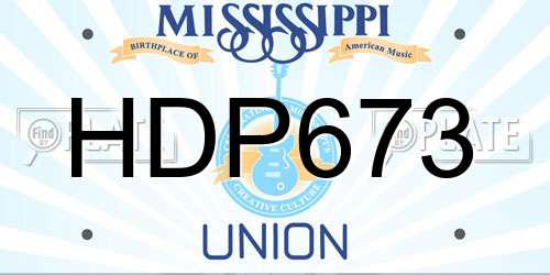HDP673 Mississippi License Plate