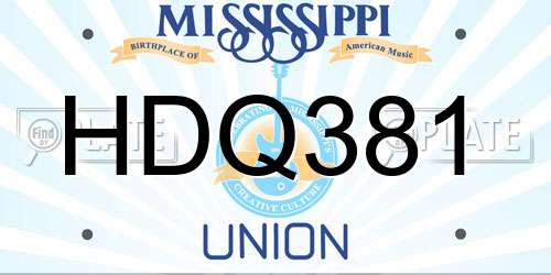 HDQ381 Mississippi License Plate