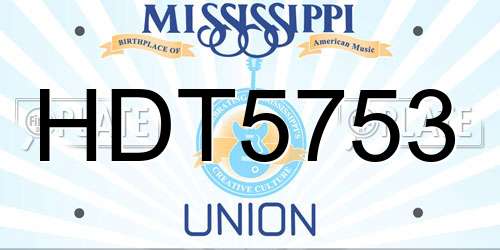 HDT5753 Mississippi License Plate