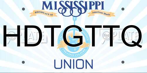 HDTGTTQ Mississippi License Plate