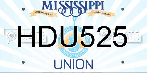 HDU525 Mississippi License Plate