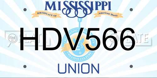 HDV566 Mississippi License Plate