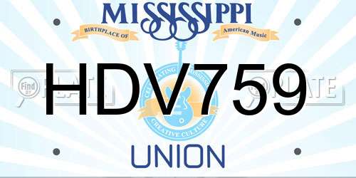 HDV759 Mississippi License Plate