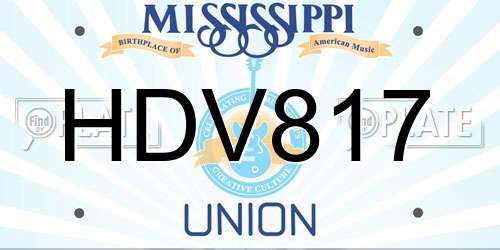 HDV817 Mississippi License Plate