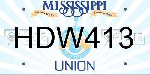 HDW413 Mississippi License Plate