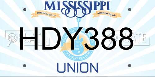 HDY388 Mississippi License Plate