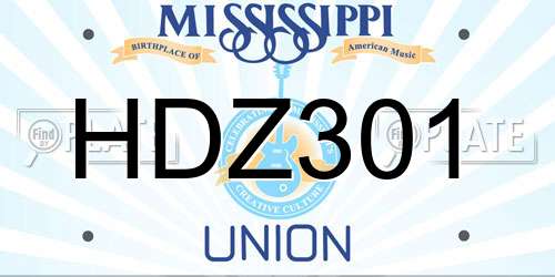 HDZ301 Mississippi License Plate