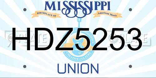 HDZ5253 Mississippi License Plate