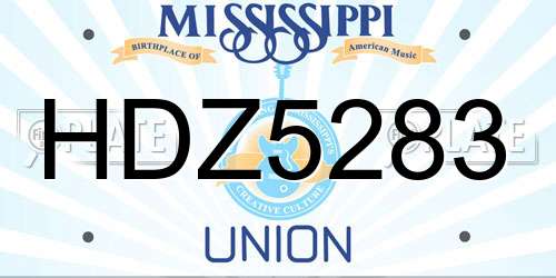 HDZ5283 Mississippi License Plate