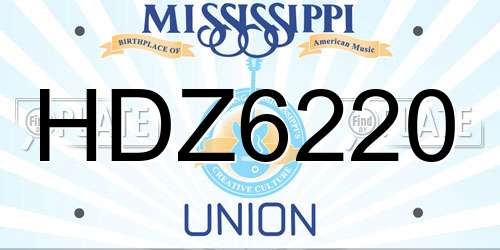HDZ6220 Mississippi License Plate
