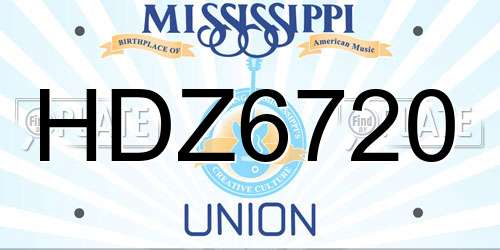 HDZ6720 Mississippi License Plate