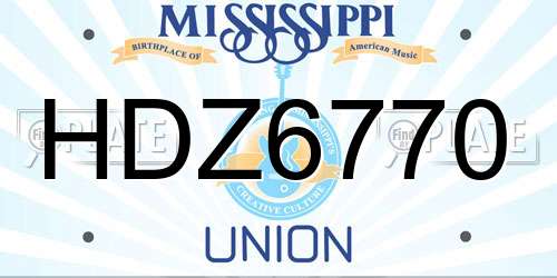 HDZ6770 Mississippi License Plate