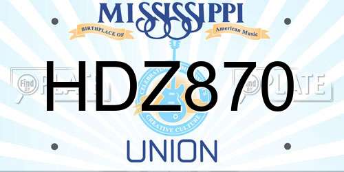 HDZ870 Mississippi License Plate