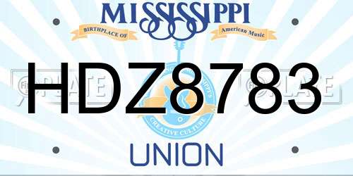 HDZ8783 Mississippi License Plate