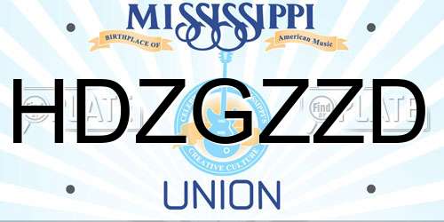 HDZGZZD Mississippi License Plate