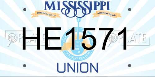 HE1571 Mississippi License Plate