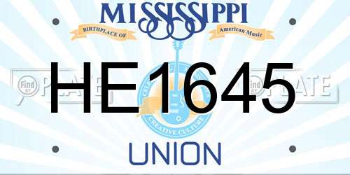 HE1645 Mississippi License Plate