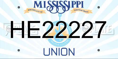 HE22227 Mississippi License Plate