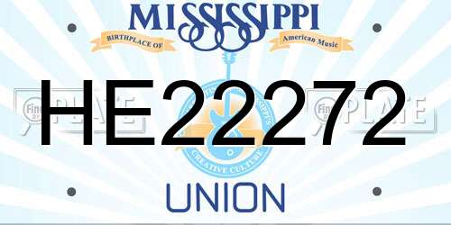 HE22272 Mississippi License Plate