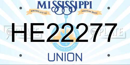 HE22277 Mississippi License Plate