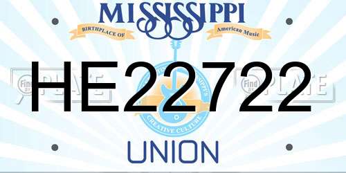 HE22722 Mississippi License Plate