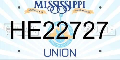 HE22727 Mississippi License Plate